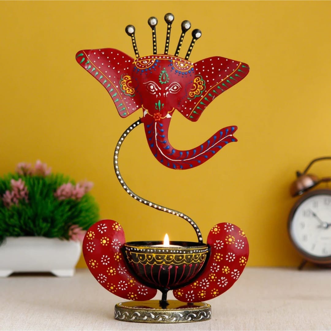 Handcrafted Metal Ganesha Tealight Candle Holder